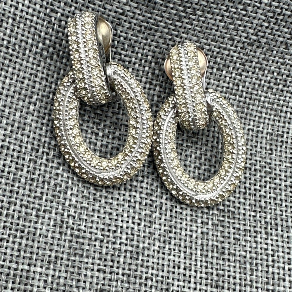 Rare Vintage Silver‎ Tone Christian Dior Earrings Clip On #444 - Picture 6 of 8
